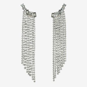 Stone Crawl Rhinestone Fringe Drop Earrings